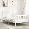 vidaXL Bed Frame without Mattress White Single Solid Wood Pine