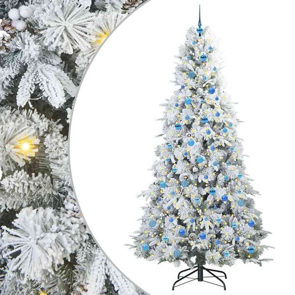 vidaXL Artificial Hinged Christmas Tree White 240 cm PE and PVC