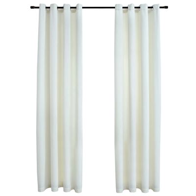 vidaXL Blackout Curtains with Rings 2 pcs Velvet Cream 140x175 cm