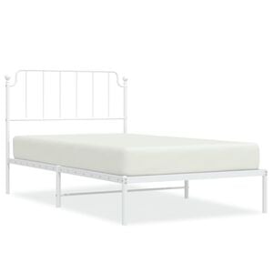 vidaXL Metal Bed Frame without Mattress with Headboard White 107x203cm