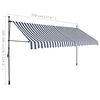 vidaXL Manual Retractable Awning with LED 350 cm Blue and White