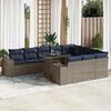 vidaXL 15 Piece Garden Sofa Set with Cushions Grey Poly Rattan Acacia