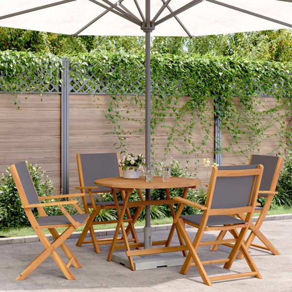 vidaXL 5 Piece Garden Dining Set Anthracite Fabric and Solid Wood