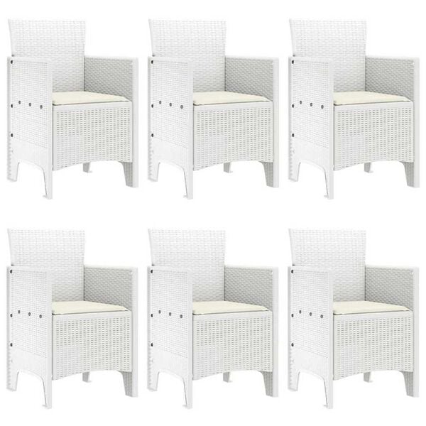 vidaXL Garden Dining Set 7 pcs White Polt rattan