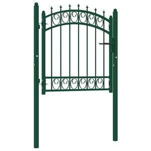 vidaXL Fence Gate EMMEN with Spikes Steel 103x97 cm Green
