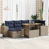 vidaXL 7 Piece Garden Sofa Set with Cushions Brown Poly Rattan Acacia
