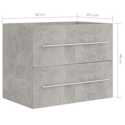 vidaXL Sink Cabinet Concrete Grey 60x38.5x48 cm Engineered Wood