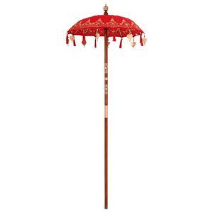vidaXL Balinese Parasol Red 95 x 95 x 260 cm Cotton and Wood