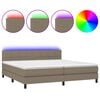 vidaXL Box Spring Bed with Mattress&LED Taupe 200x200cm Fabric