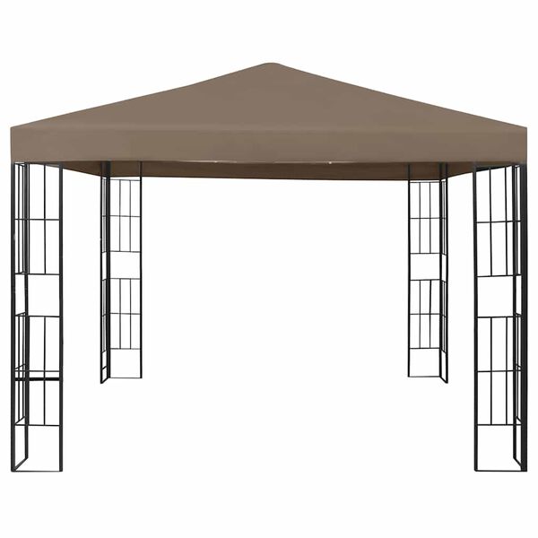 vidaXL Gazebo with LED String Lights 3x3 m Taupe