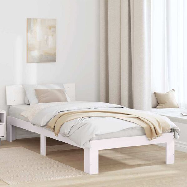 vidaXL Bed Frame with Headboard White 80 x 200 cm Solid Pine Wood
