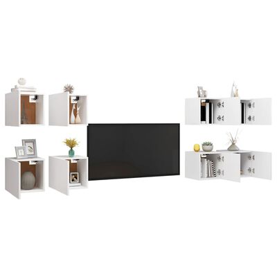 vidaXL Wall Mounted TV Cabinets 8 pcs White 30.5x30x30 cm