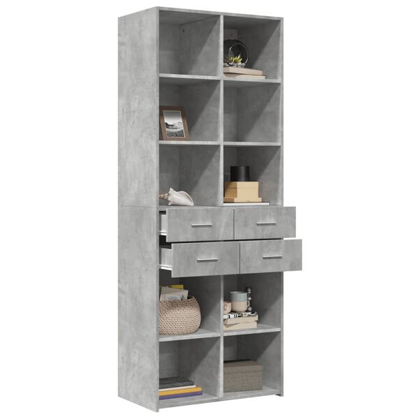 vidaXL Highboard Concrete Grey 70x42.5x185 cm Engineered Wood
