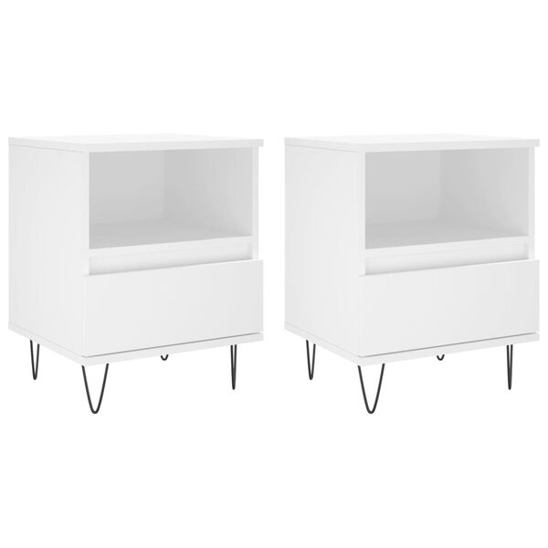 vidaXL Bedside Cabinets 2 pcs White 40x35x50 cm Engineered Wood