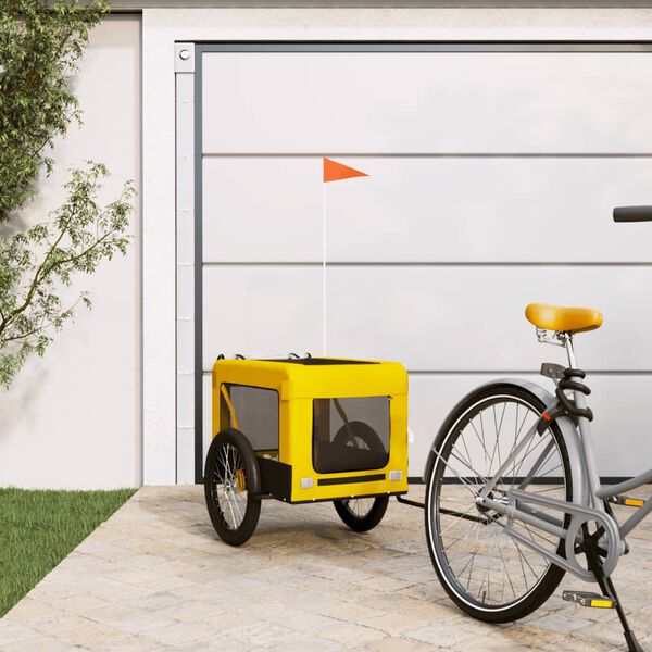 vidaXL Pet Bike Trailer Yellow and Black Oxford Fabric&Iron