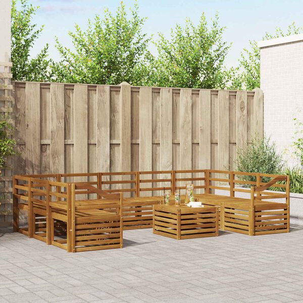 vidaXL Sofa Sets 10 pcs Natural Solid Acacia Wood