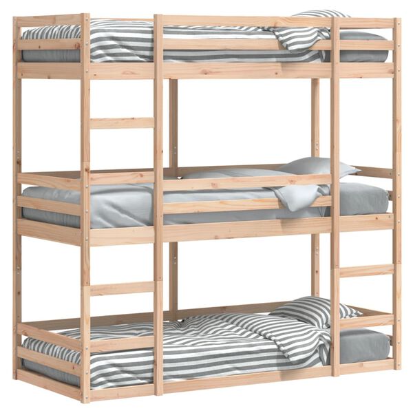 vidaXL Triple Bunk Bed without Mattress 90x190 cm Single Solid Wood Pine