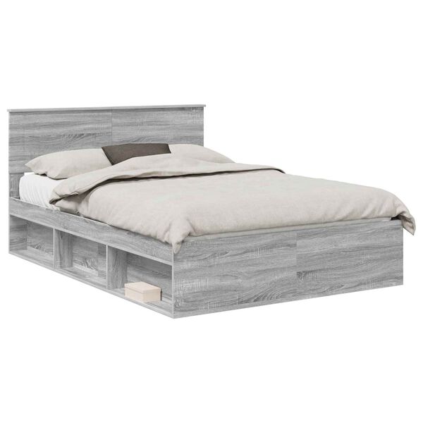 vidaXL Bed Frame Grey Sonoma 160 x 200 cm Engineered wood