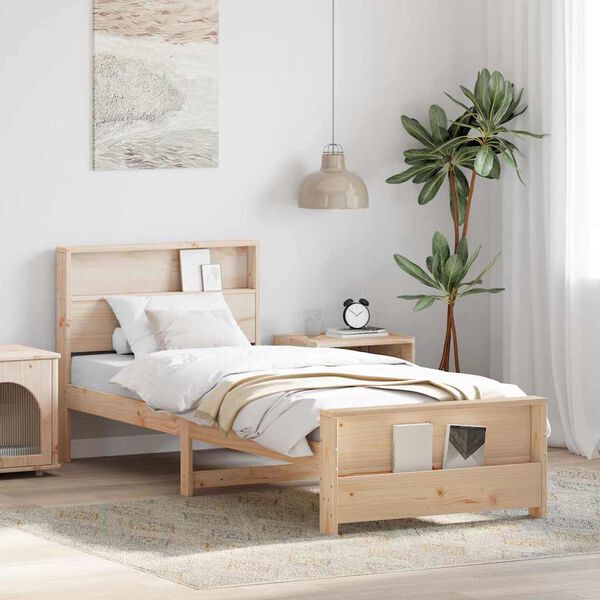 vidaXL Bed Frame with Headboard Brown 90 x 190 cm Engineered Wood