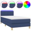 vidaXL Box Spring Bed with Mattress&LED Blue 90x200cm Fabric