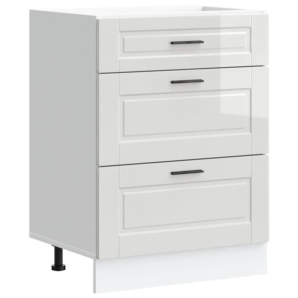 vidaXL Kitchen Base Cabinet "Porto" High Gloss White Engineered Wood
