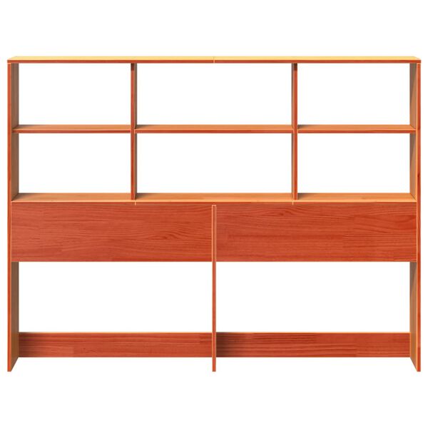 vidaXL Headboard with Storage Wax Brown 135 cm Solid Wood Pine