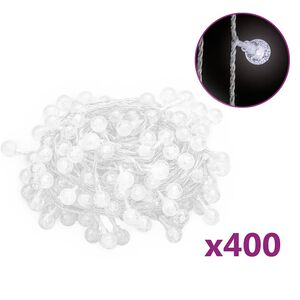 vidaXL Globe Fairy String Lights 40m 400 LED Cold White 8 Function
