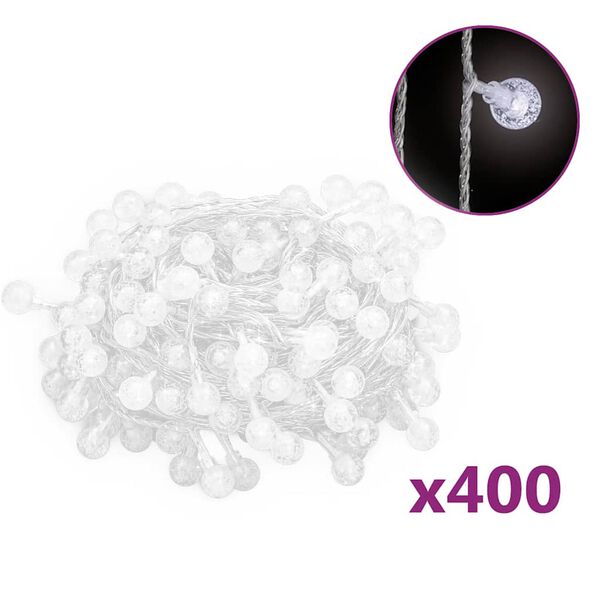 vidaXL Globe Fairy String Lights 40m 400 LED Cold White 8 Function