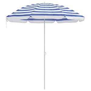 vidaXL Beach Parasol Blue and White 206 x 206 x 212 cm