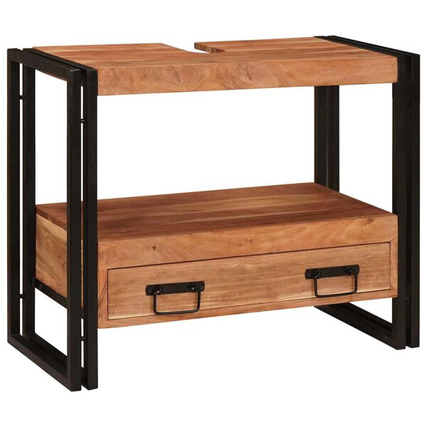 vidaXL Bathroom Sink Cabinet with Drawer Solid Acacia wood and Iron