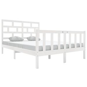 vidaXL Bed Frame without Mattress White Solid Wood 120x200 cm (810078+814185)
