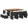 vidaXL 11 Piece Garden Dining Set with Cushions Black Poly Rattan