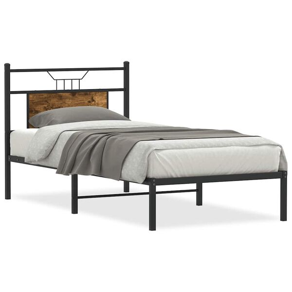 vidaXL Bed Frame without Mattress Smoked Oak 90x200 cm Engineered Wood