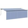vidaXL Retractable Awning Manual Blue and White 400 x 200 cm