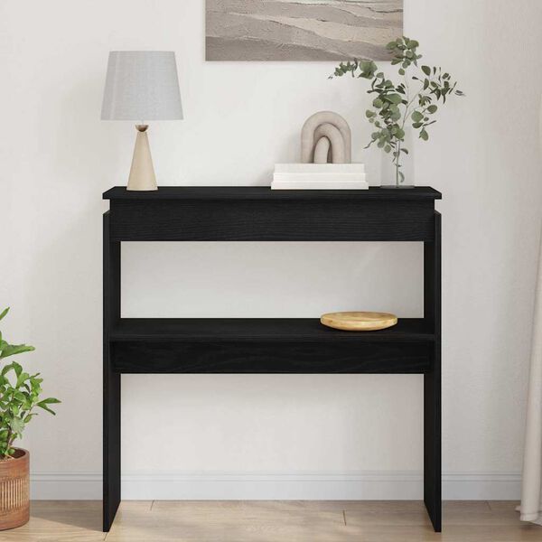 vidaXL Console Table Black Oak 80 x 30 x 80 cm Engineered Wood