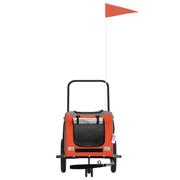 vidaXL Pet Bike Trailer Orange and Black Oxford Fabric and Iron