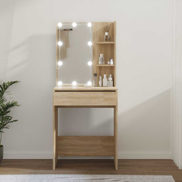 vidaXL Dressing Table with LED Sonoma Oak 60x40x140 cm