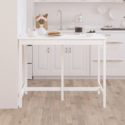 vidaXL Bar Table White 140x80x110 cm Solid Wood Pine