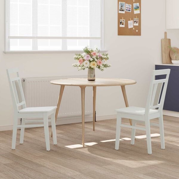 vidaXL Dining Chair 2 pcs White Solid Wood