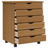 vidaXL Rolling Cabinet with Drawers MOSS Honey Brown Solid Wood Pine