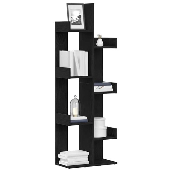 vidaXL Bookcase Black Oak 48 x 25.5 x 140 cm Engineered Wood