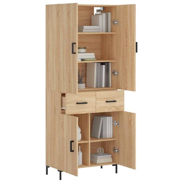 vidaXL Highboard Sonoma Oak 69.5x34x180 cm Engineered Wood