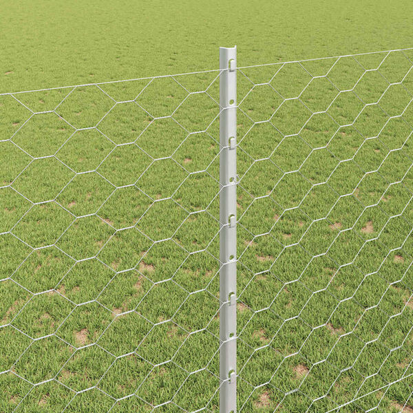 vidaXL Fence with Post Silver 1.5 x 25 m Steel