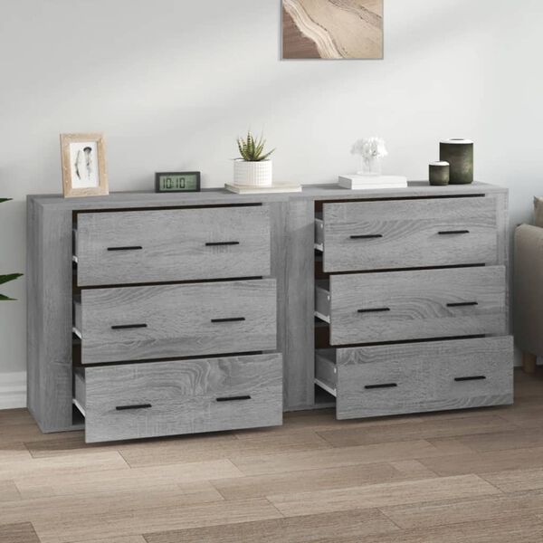 vidaXL Sideboards 2 pcs Grey Sonoma Engineered Wood