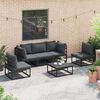 vidaXL Garden Sofa Set with Cushion 6 pcs Black Aluminium
