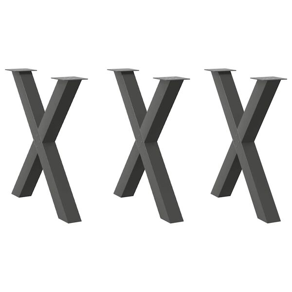 vidaXL Dining Table Legs X-Shaped 3 pcs Anthracite 80x(72-73) cm Steel