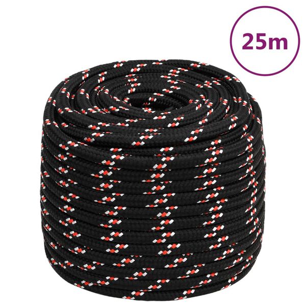vidaXL Boat Rope Black 16 mm 25 m Polypropylene