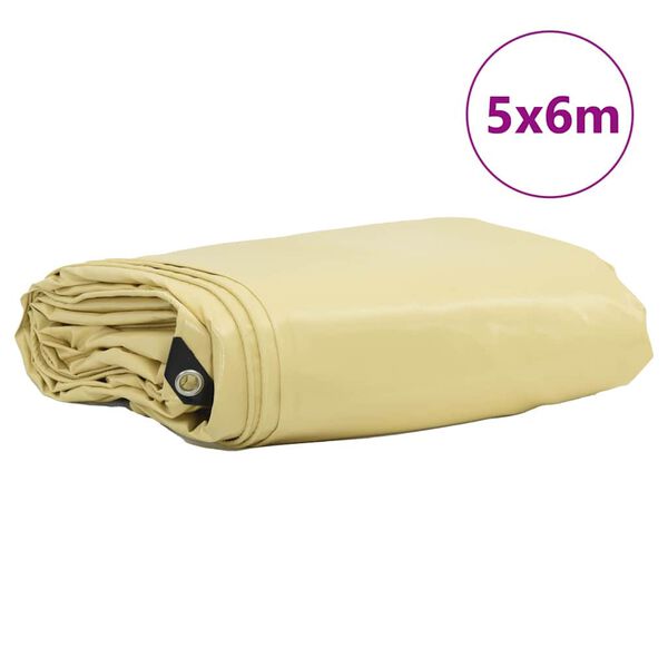 vidaXL Tarpaulin 650g / m&sup2; Beige 5 x 6 m Canvas with PVC Coating