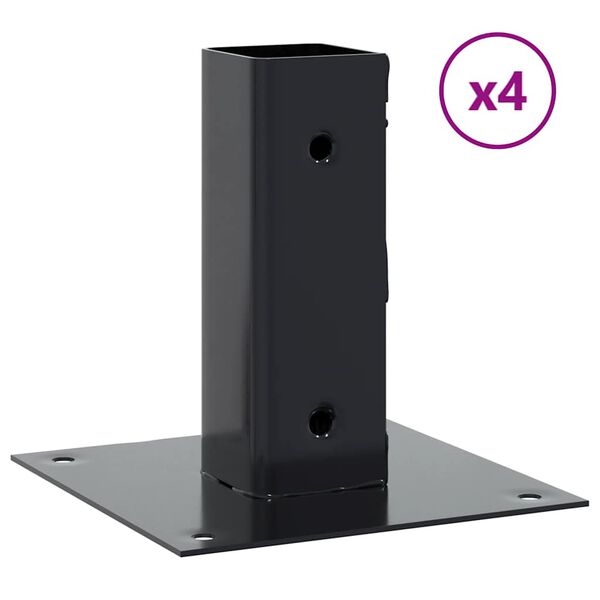 vidaXL Post Bases Square 4 pcs Anthracite 46x46 mm Powder-coated Steel