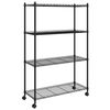 vidaXL 4-Tier Storage Shelf with Wheels 90x35x142 cm Black 200 kg